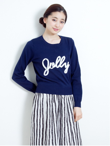 <サイズコンシェルジュ>Jollyレースロゴニットプルオーバー アースミュージック&エコロジー
