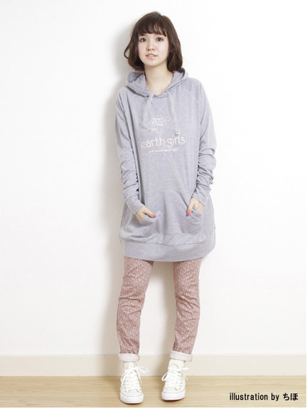 【ちほ×JapanLabel】ロングパーカー アースミュージック&エコロジー