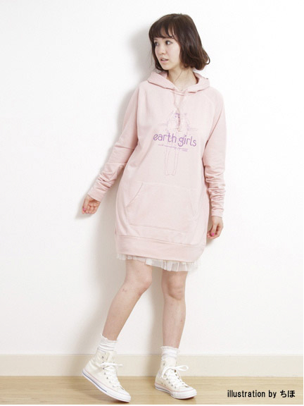 【ちほ×JapanLabel】ロングパーカー アースミュージック&エコロジー
