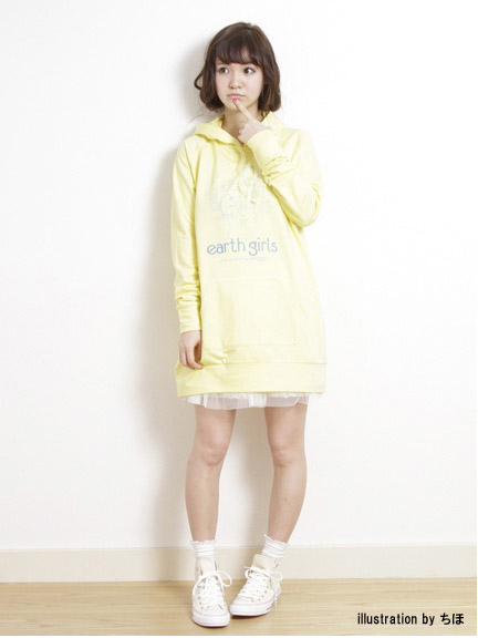 【ちほ×JapanLabel】ロングパーカー アースミュージック&エコロジー