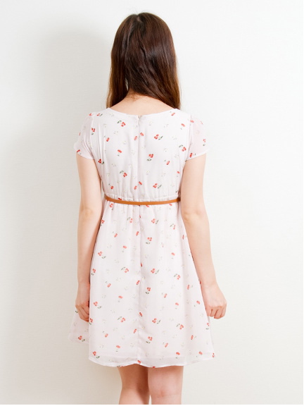 【earth×NEWS×Rayコラボ】チェリー柄シフォンプリントワンピース