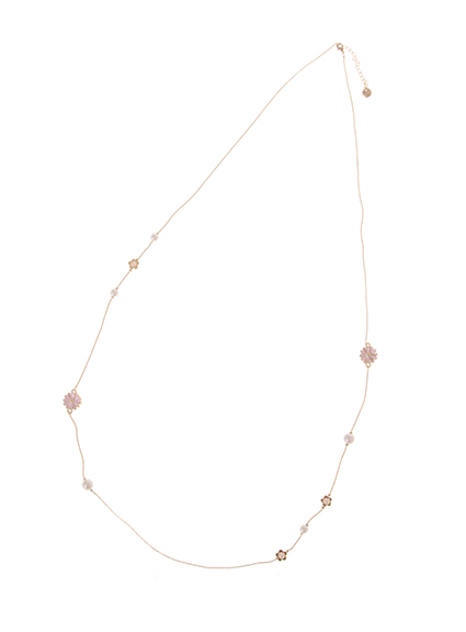 カラーフラワーロングネックレス