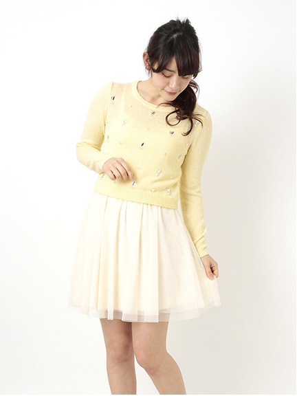 earth【Special Price】ニット+チュールドッキングワンピースSET