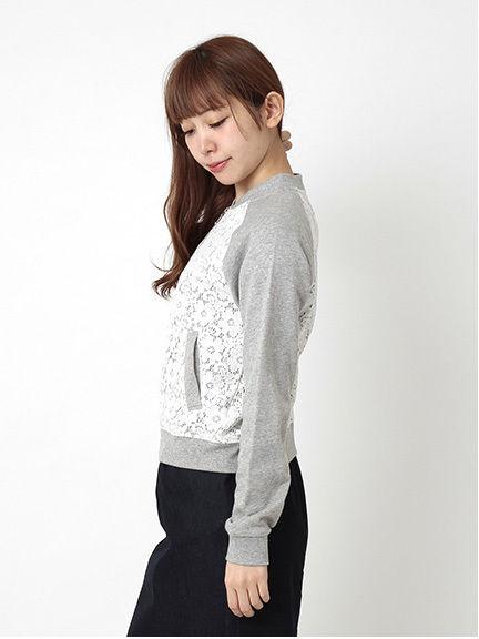 earth レース切替裏毛ブルゾン