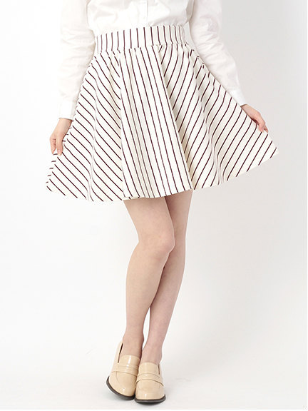 【すきな丈スカート】ストライプミニ丈フレアスカート