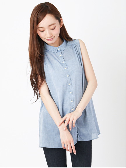 ノースリーブシャツチュニック