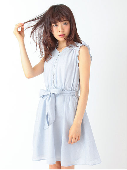 earth music&ecology フリルスリーブワンピース