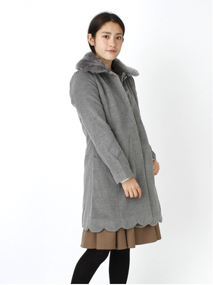 裾スカラップシャギー コート