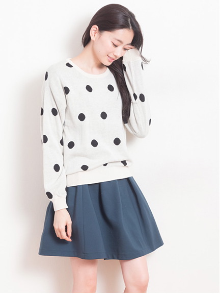 <サイズコンシェルジュ>ドットジャガードニットプルオーバー