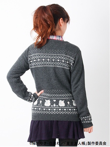 earth JL×夏目友人帳 ニャンコ先生ジャガードカーデ