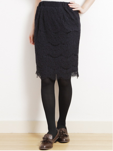 earth music&ecology ラッセルレースタイトスカート