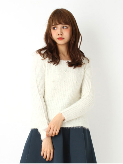 パールシャギーニットプルオーバー