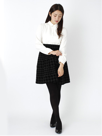 【矢野未希子着用】シャツドッキング千鳥ワンピース