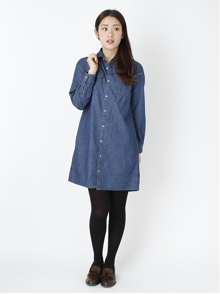 <サイズコンシェルジュ>デニムシャツワンピース