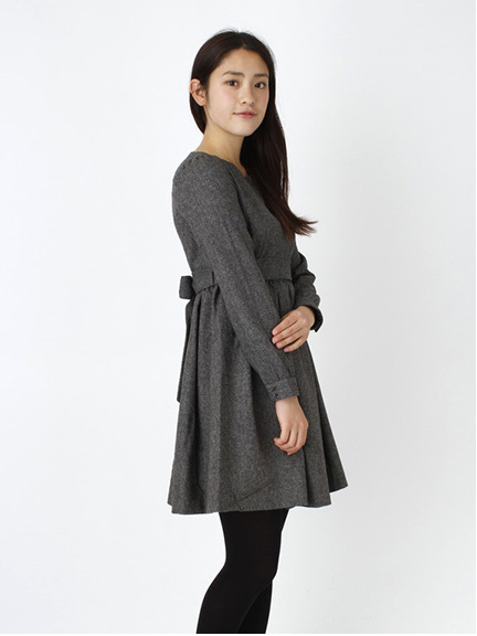 <サイズコンシェルジュ>共地リボン付フィット&フレアーワンピース