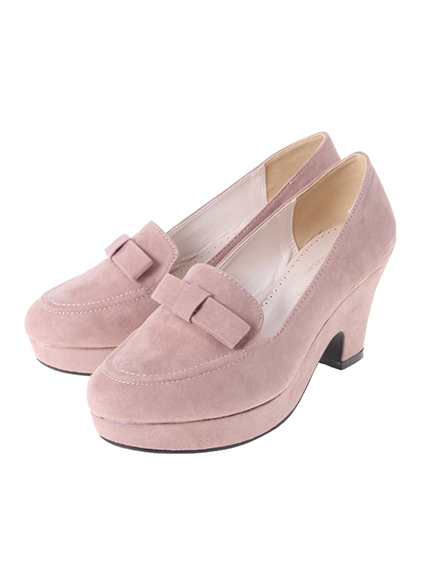 <サイズコンシェルジュ>リボン厚底ローファー