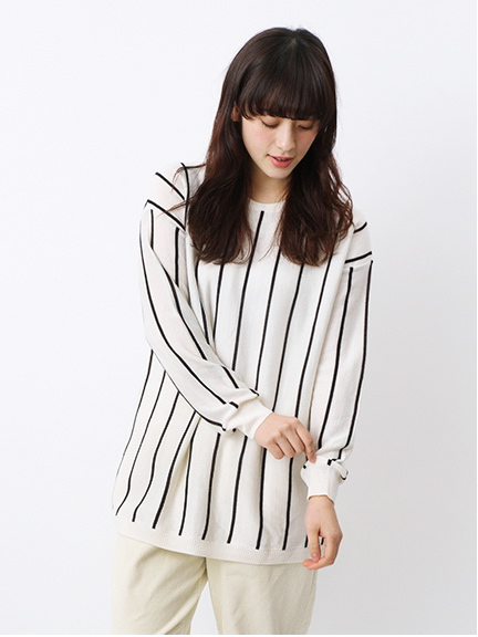 ・ストライプニットチュニック