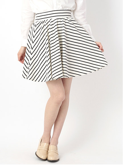 <WEB限定大きな・小さなサイズ>【すきな丈スカート】 ボーダーミニ