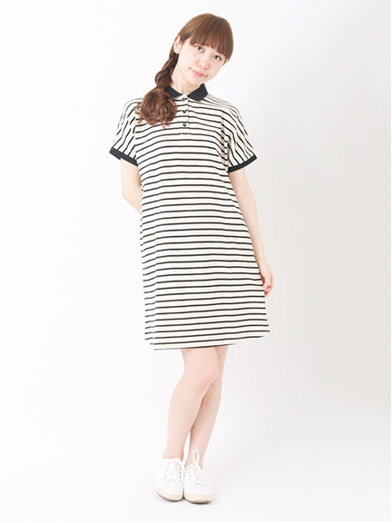 【Special Price】＜WEB限定大きな・小さなサイズ＞ポロシャツボーダーワンピース