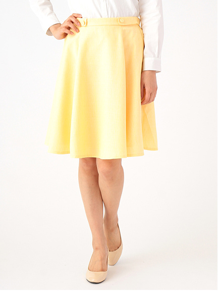 ウエスト釦ディテールフレアースカート