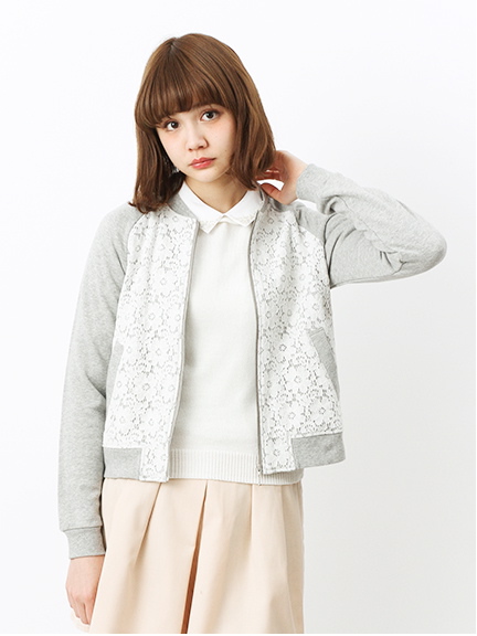 earth ≪USED≫レース切替裏毛ブルゾン