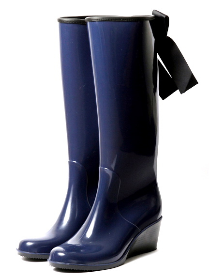 イーハイフン バックリボンレインブーツ