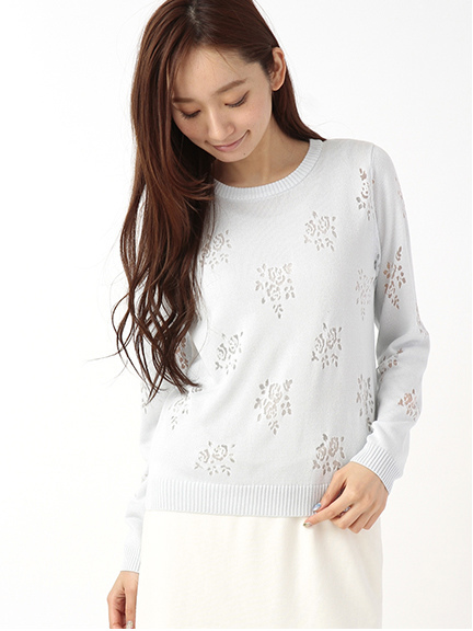 フラワーオパールニットプルオーバー