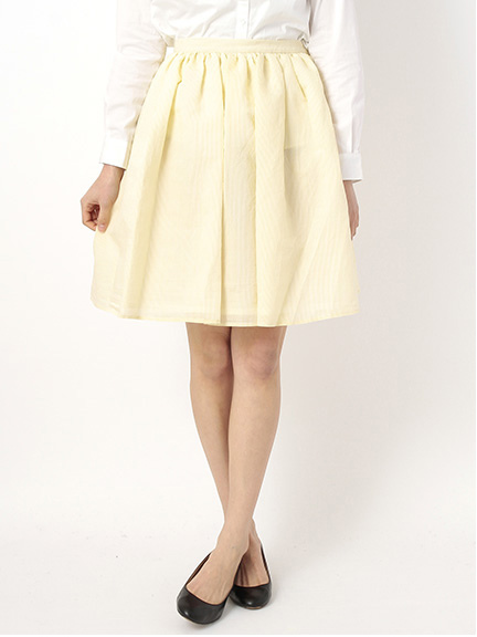 細ストライプギャザースカート