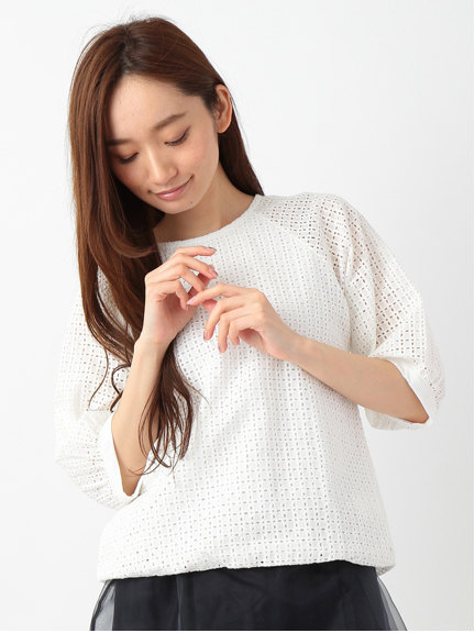 E hyphen world gallery コットンレースバルーンプルオーバー