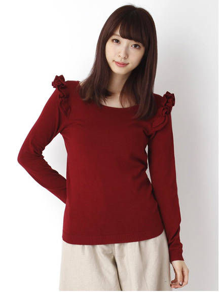 リブフリルニットプルオーバー