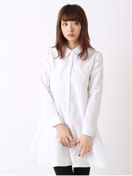 ペプラムシャツワンピース