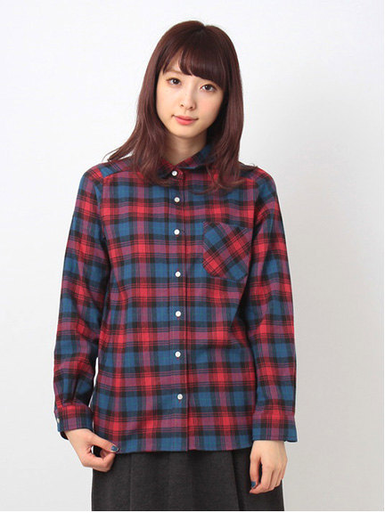 綿ネルタータンチェック長袖シャツ