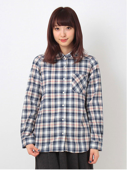 綿ネルタータンチェック長袖シャツ