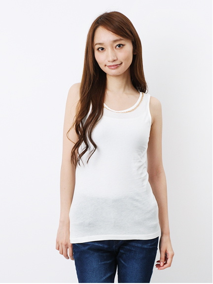 衿ビジューテープタンクトップ