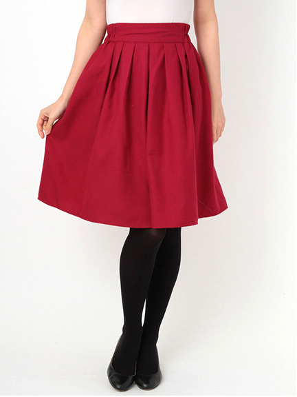 ・ミモレ丈タックギャザースカート