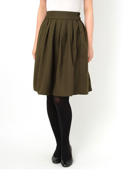 ・ミモレ丈タックギャザースカート
