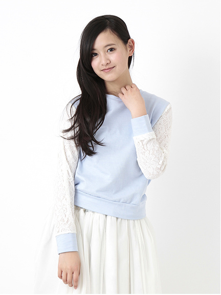 Junior 袖レースパステルプルオーバー