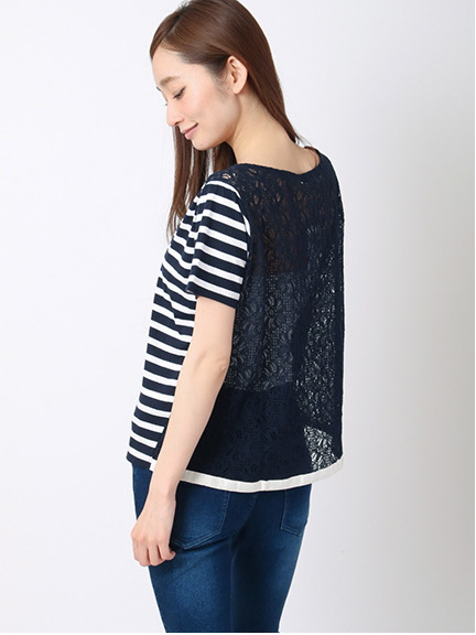 ・バックレースボーダープルオーバー