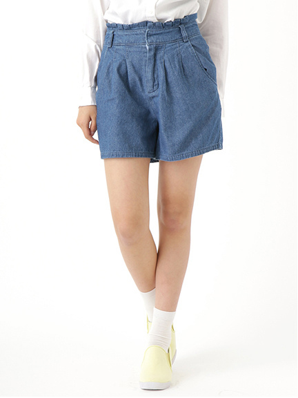 ・ウエストフリルデニムショートパンツ