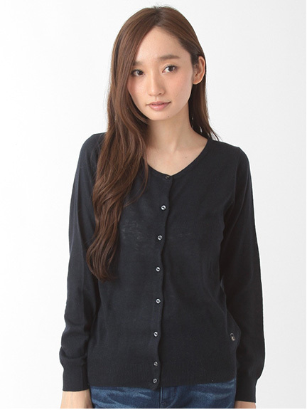 ・ウォッシャブル加工クルーカーディガン