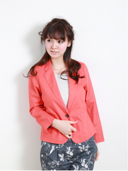 コットンリネンテーラードジャケット