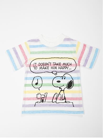 《キッズ》 PeanutsマルチボーダーTシャツ アースミュージック&エコロジー
