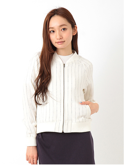 綿麻ストライプ アワードブルゾン