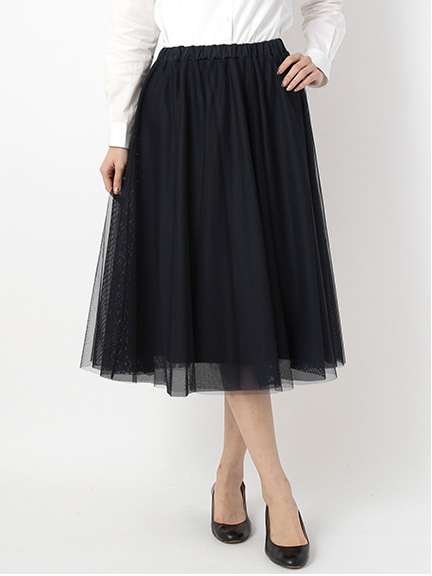 オーガンジー ミモレ丈ギャザースカート
