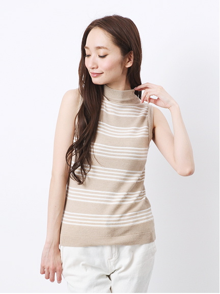 【Special Price】・横編ボーダー ハイネックタンクトップ