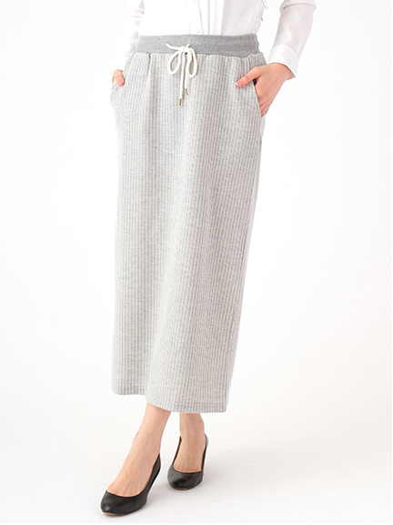・細ストライプ裏毛 ミディアムスカート