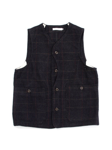 Men's ウールチェック ハンディングベスト