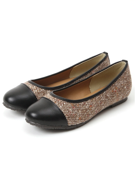 ツイード柄フラットパンプス