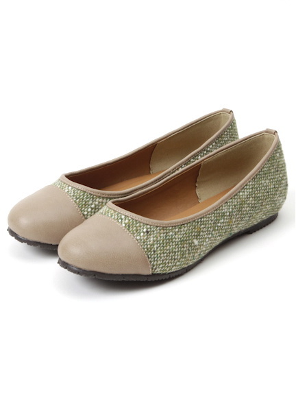 ツイード柄フラットパンプス