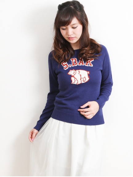 アクリルウール ジャカード長袖プルオーバー